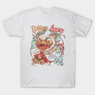 Coffee addict caffeine craving pug T-Shirt